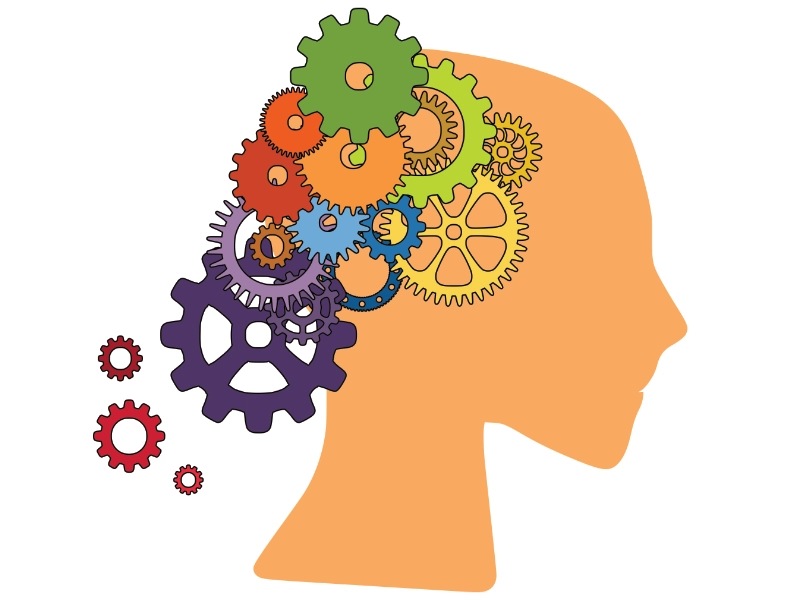 Kopf mit Zahnrädern